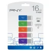 PNY USB 2.0 Flash Drives, 16GB, Assorted Colors, Pack Of 5 Flash Drives