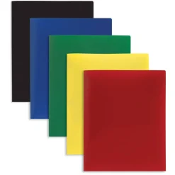 2-Pocket Poly Folders, Letter Size, Assorted Colors, Pack Of 10