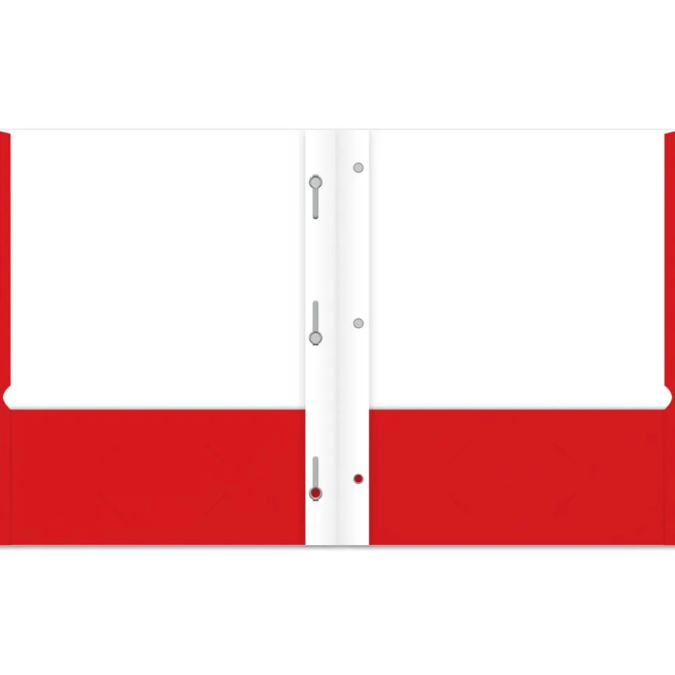 2-Pocket School-Grade Paper Folder with Prongs, Letter Size, Red
