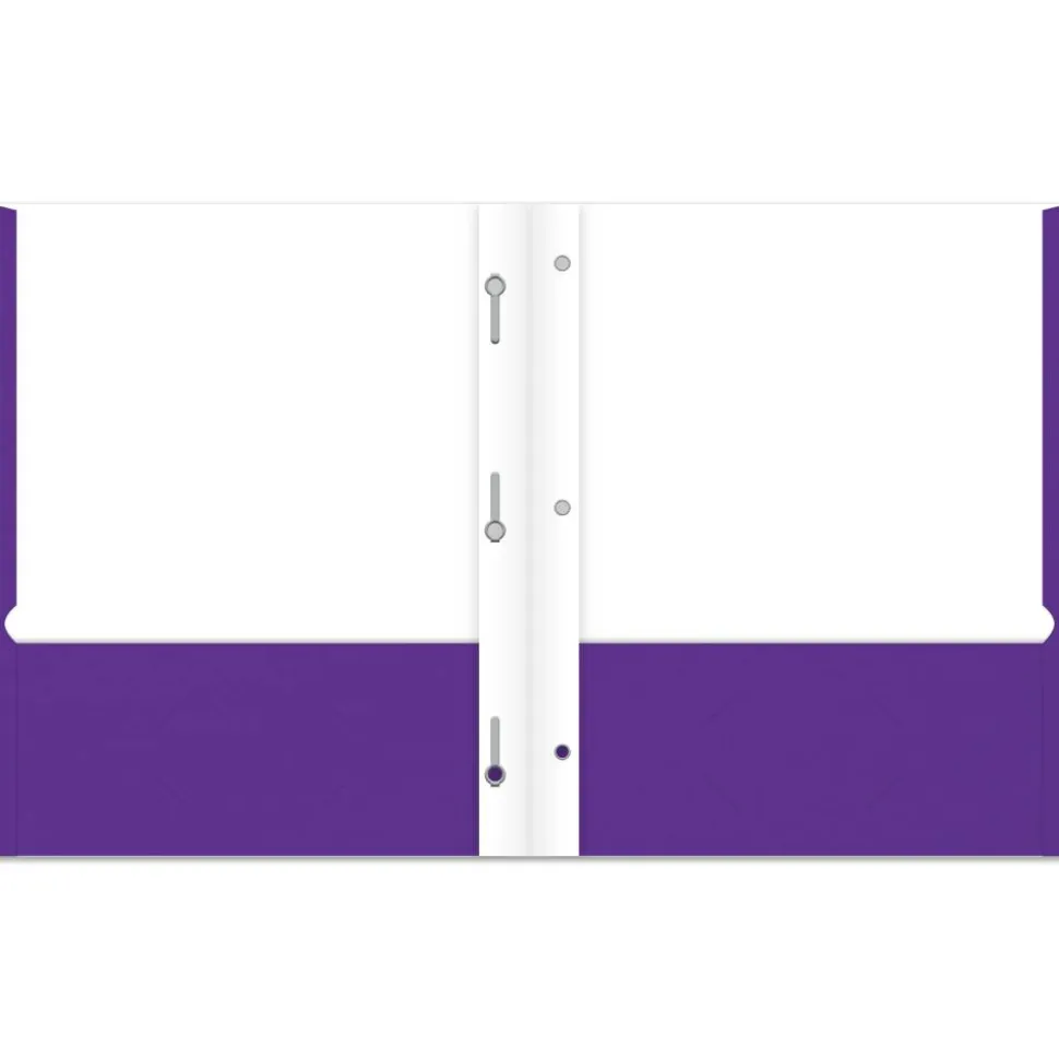 2-Pocket School-Grade Paper Folder with Prongs, Letter Size, Purple
