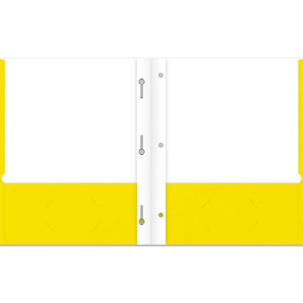2-Pocket School-Grade Paper Folder with Prongs, Letter Size, Yellow