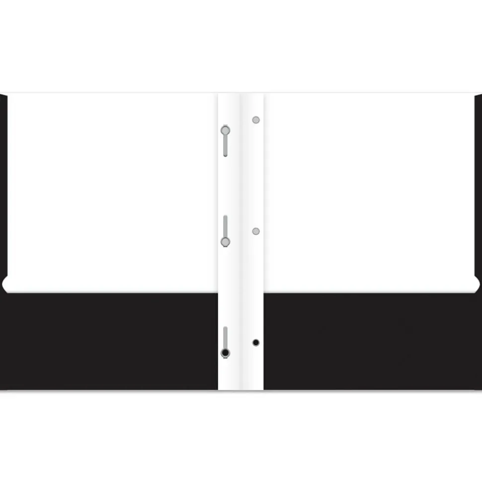 2-Pocket School-Grade Paper Folder with Prongs, Letter Size, Black