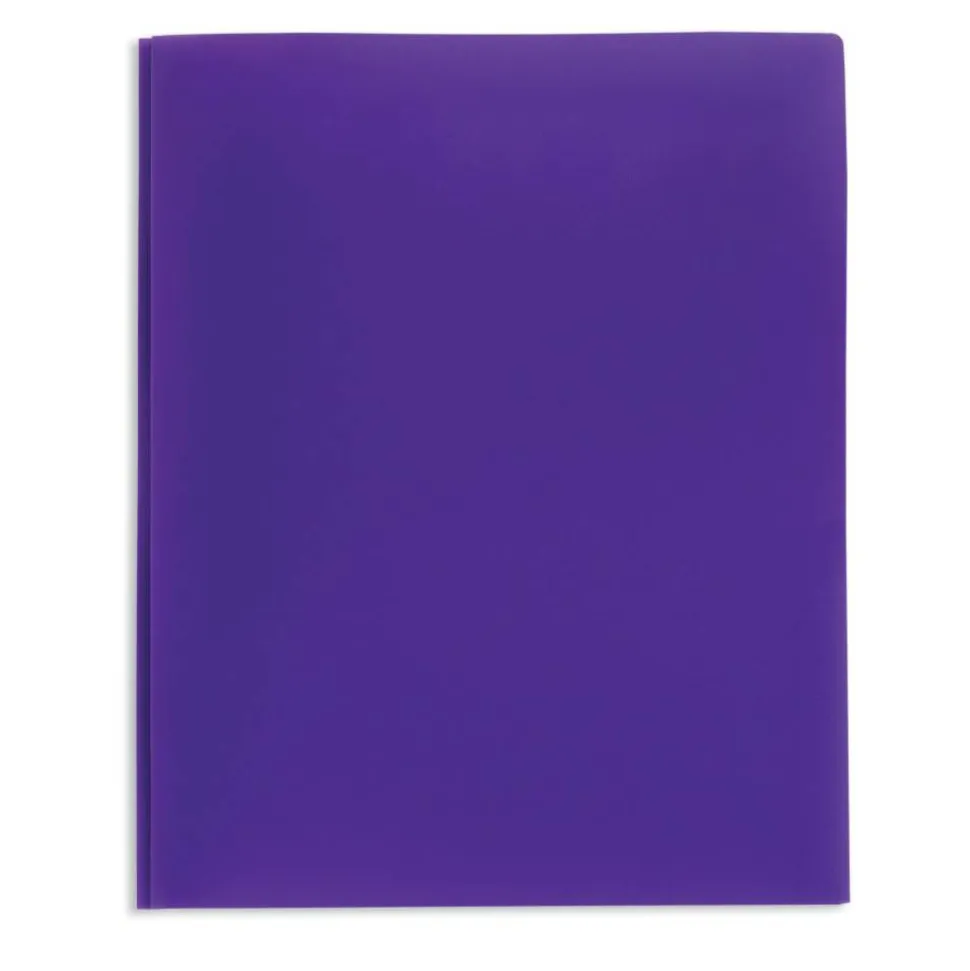 2-Pocket School-Grade Poly Folder with Prongs, Letter Size, Purple
