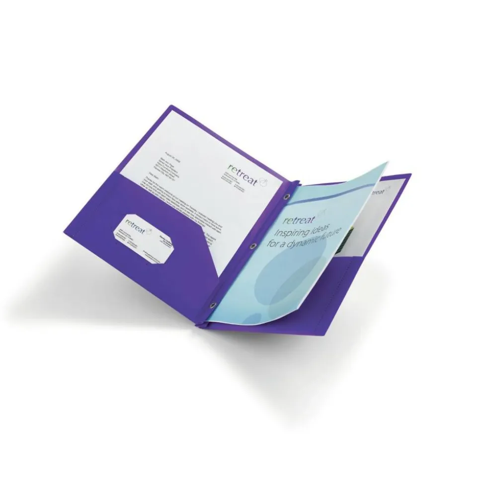 2-Pocket School-Grade Poly Folder with Prongs, Letter Size, Purple