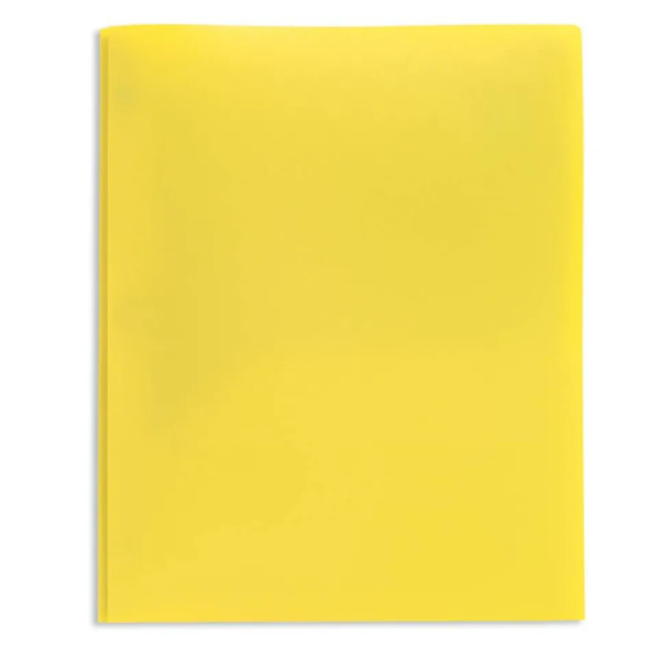 2-Pocket School-Grade Poly Folder with Prongs, Letter Size, Yellow