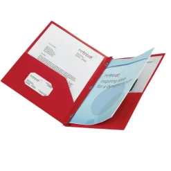2-Pocket School-Grade Poly Folder with Prongs, Letter Size, Red