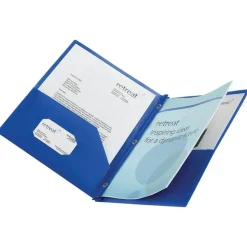 2-Pocket School-Grade Poly Folder with Prongs, Letter Size, Blue