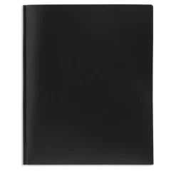 2-Pocket School-Grade Poly Folder with Prongs, Letter Size, Black