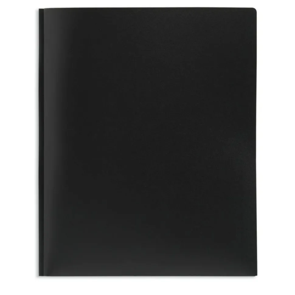 2-Pocket School-Grade Poly Folder with Prongs, Letter Size, Black