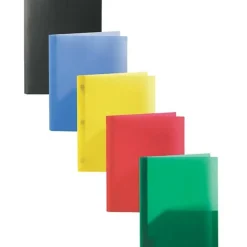 2-Pocket School-Grade Poly Folder with Prongs, Letter Size, Assorted Colors, Pack Of 10