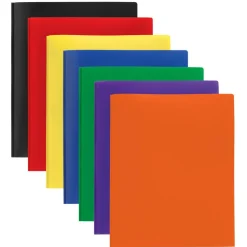 2-Pocket School-Grade Poly Folders With Prongs, 8-1/2
