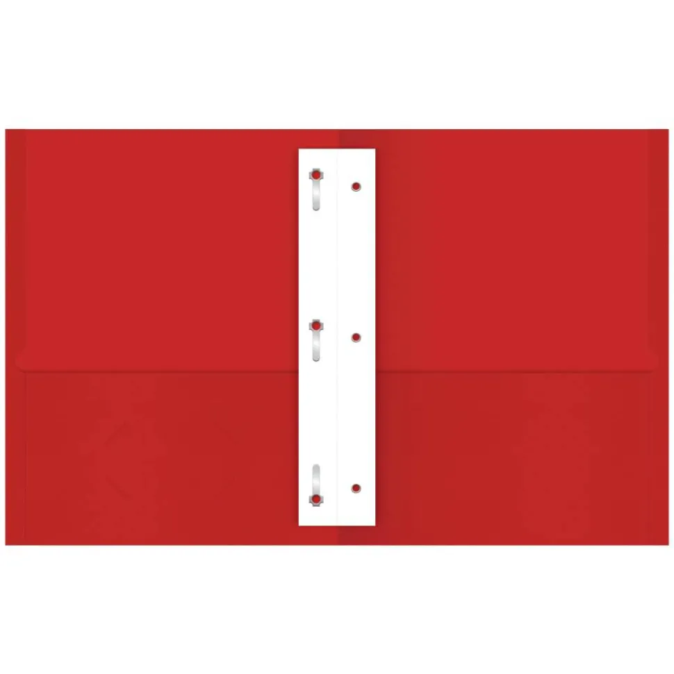 2-Pocket Textured Paper Folders With Prongs, Assorted Colors, Pack Of 25