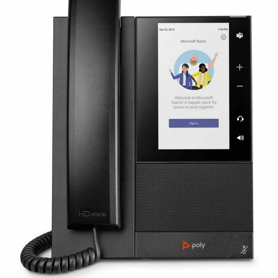 Poly CCX 505 IP Phone - Corded - Corded/Cordless - Wi-Fi, Bluetooth - Desktop, Wall Mountable - Black