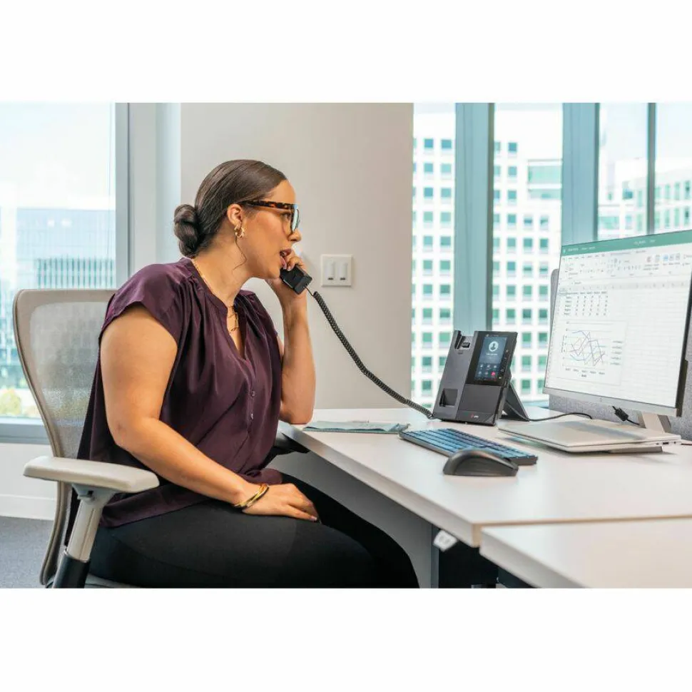 Poly CCX 505 IP Phone - Corded - Corded/Cordless - Wi-Fi, Bluetooth - Desktop, Wall Mountable - Black