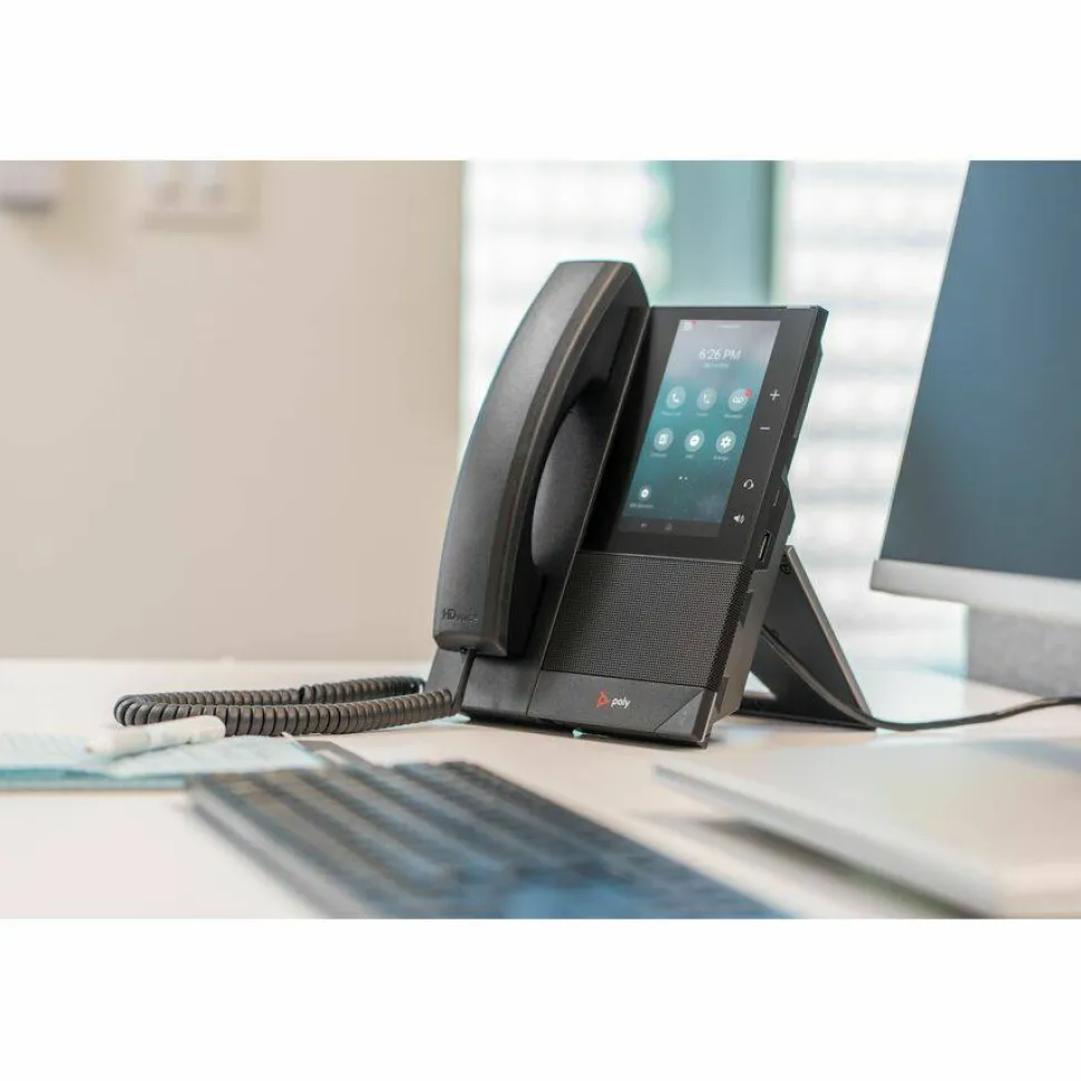 Poly CCX 505 IP Phone - Corded - Corded/Cordless - Wi-Fi, Bluetooth - Desktop, Wall Mountable - Black