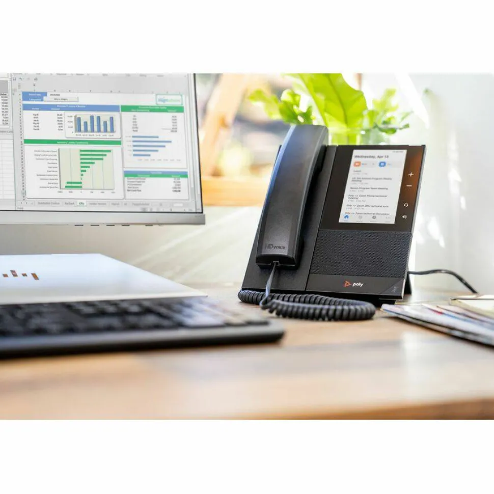 Poly CCX 505 IP Phone - Corded - Corded/Cordless - Wi-Fi, Bluetooth - Desktop, Wall Mountable - Black