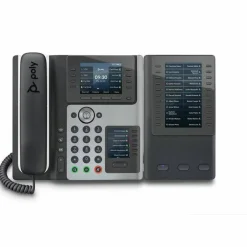Poly Edge E450 IP Phone - Corded - Corded/Cordless - Bluetooth, NFC, Wi-Fi - 3 Multiple Conferencing - Desktop, Wall Mountable - White, Midnight Blue