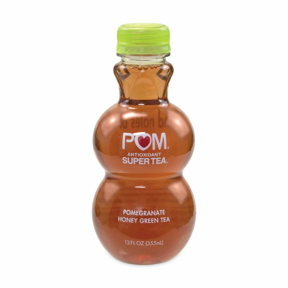 POM Wonderful Antioxidant Super Tea, Pomegranate Honey Green Tea, 12 oz Bottles, 6/Carton