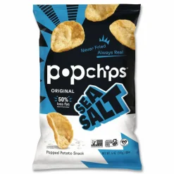 popchips Potato Chips, Sea Salt Flavor, 0.8 oz Bag, 24/Carton