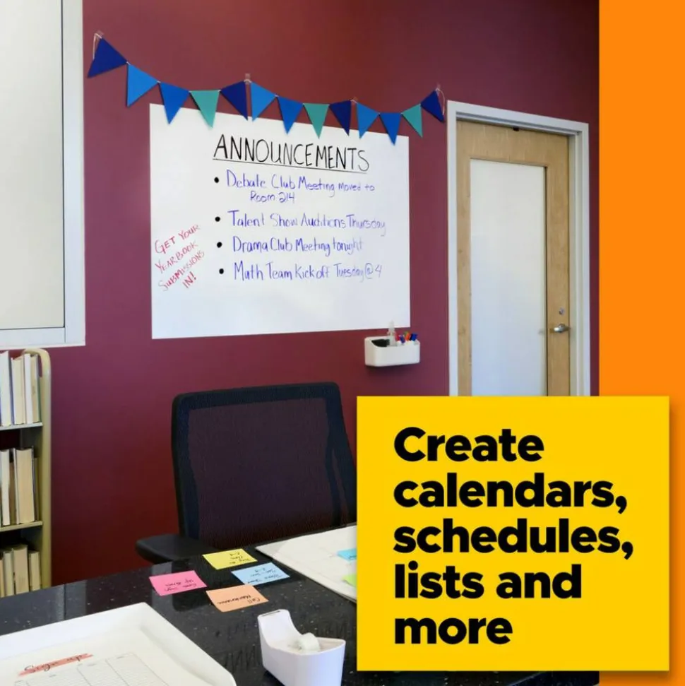 Post it Non-Magnetic Dry-Erase Whiteboard Surface, 48" x 96", White