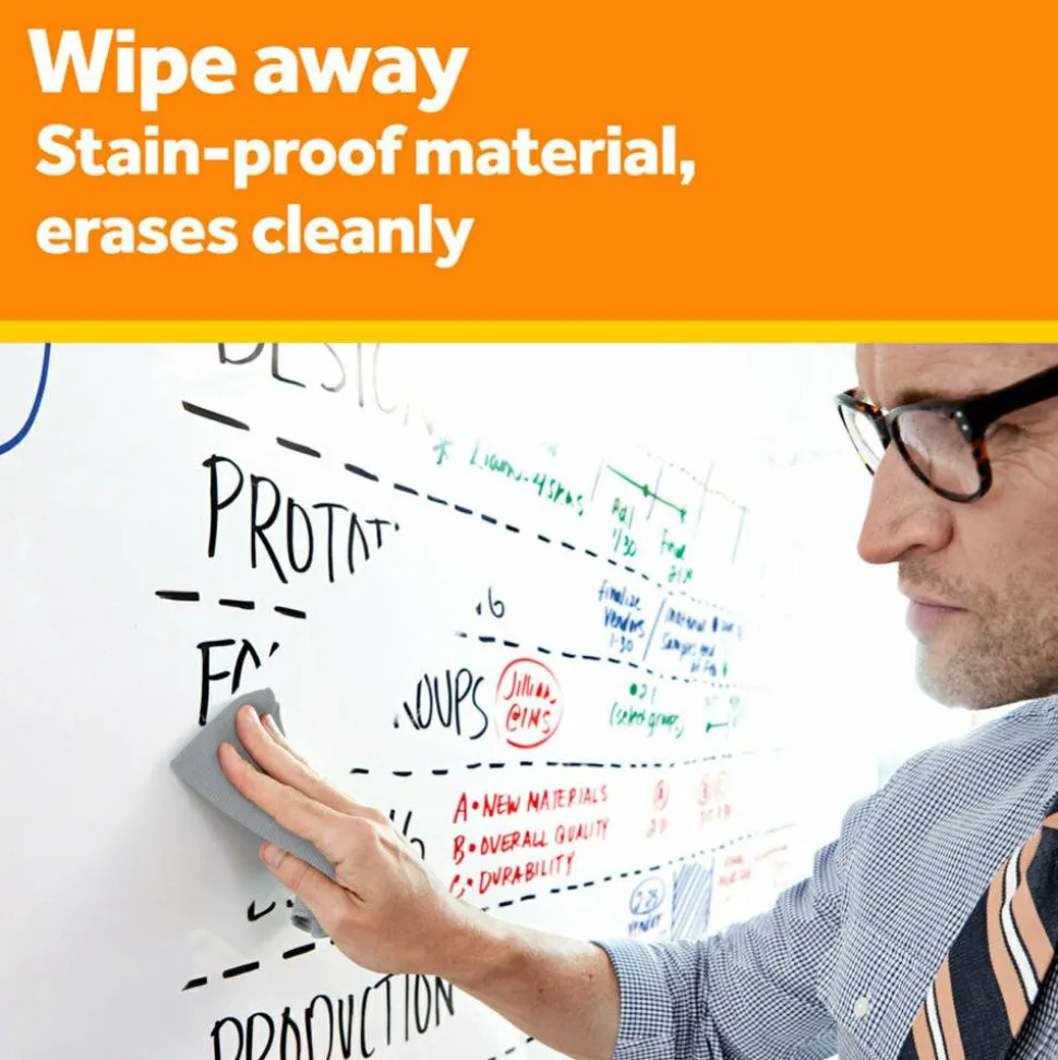 Post it Non-Magnetic Dry-Erase Whiteboard Surface, 48" x 96", White