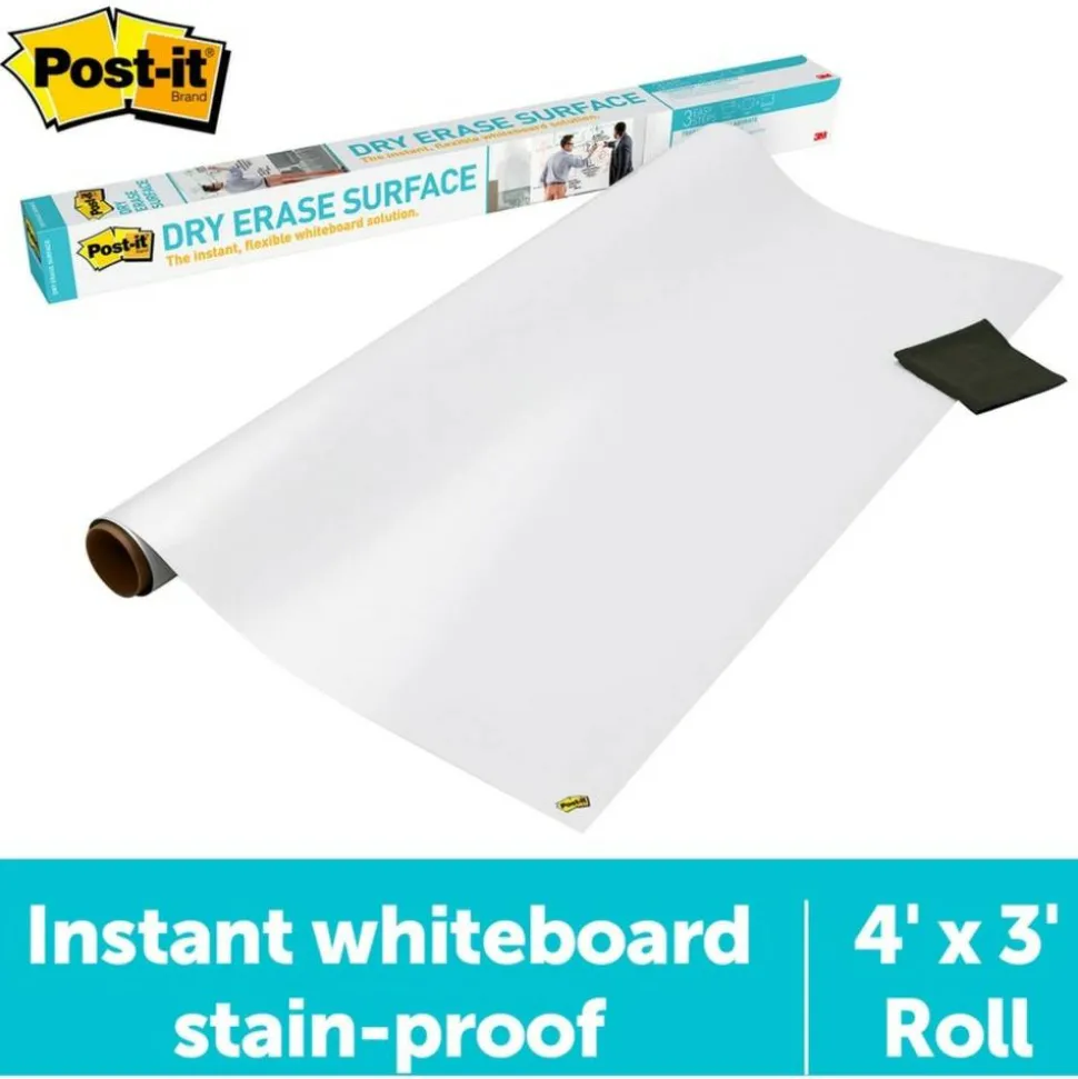 Post it Non-Magnetic Dry-Erase Whiteboard Surface, 36" x 48", White
