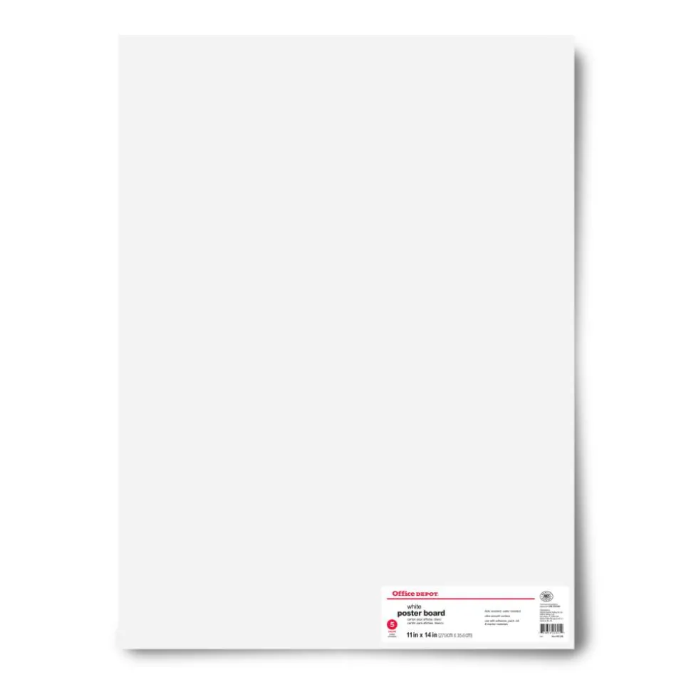 Poster Board, 11" x 14", White, Pack Of 5