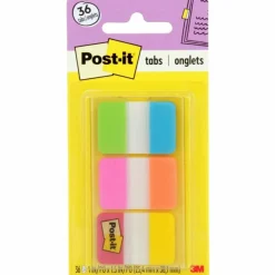 Post-it 1" x 1 1/2" Durable Index Tabs, Assorted, 6 Tabs Per Pad, Pack Of 6 Pads