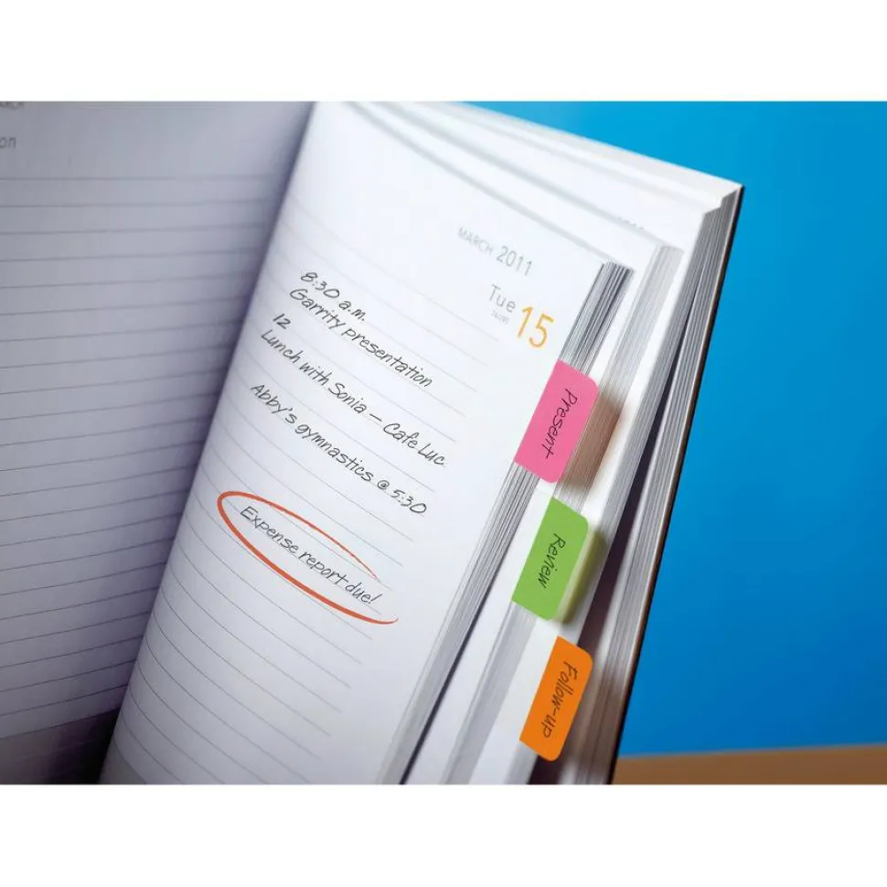 Post-it 1" x 1 1/2" Durable Index Tabs, Assorted, 6 Tabs Per Pad, Pack Of 6 Pads