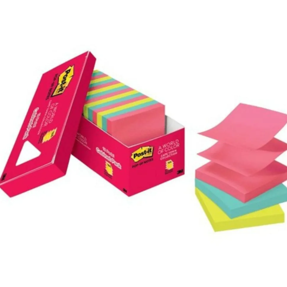 Post-it Dispenser Notes Original Pop-up Refill Cabinet Pack, 3" x 3", Poptimistic Collection Colors, 100 Sheets/Pad, 18 Pads/Pack