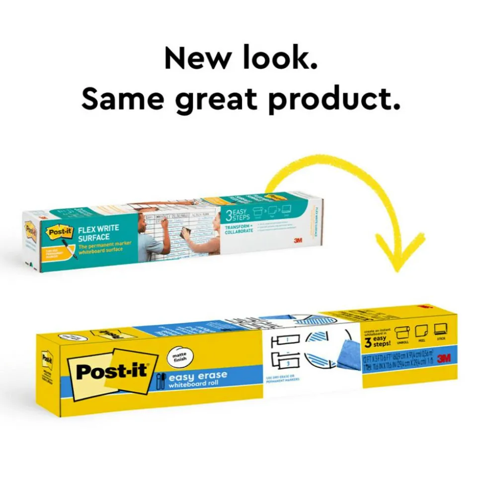 Post-it Easy Erase Permanent Marker Whiteboard Surface, 3 ft x 2 ft, Permanent Marker Wipes Away with Water, White (EE3X2)