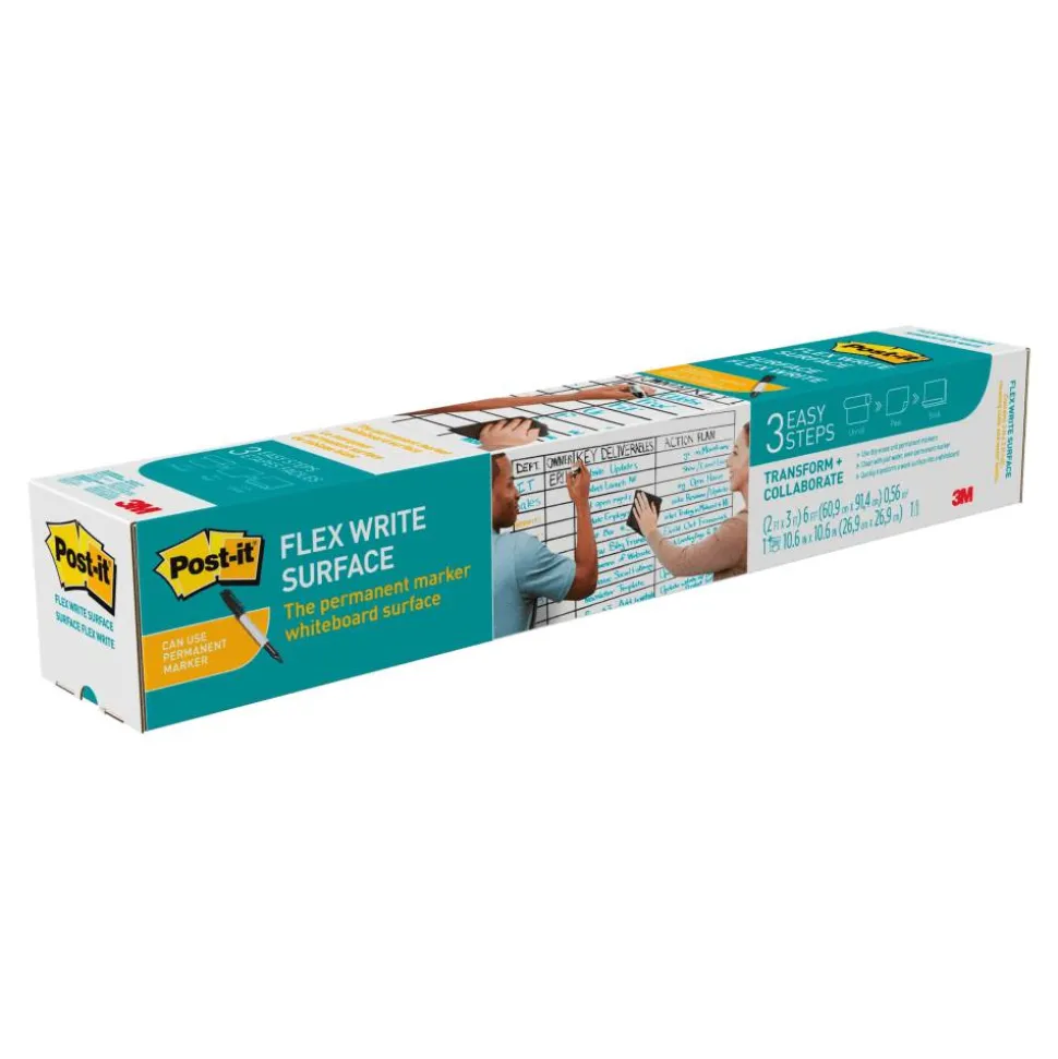 Post-it Easy Erase Permanent Marker Whiteboard Surface, 3 ft x 2 ft, Permanent Marker Wipes Away with Water, White (EE3X2)