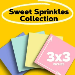 Post-it Greener 100% Recycled Paper Notes, 3 x 3 in, 24 Bulk Sticky Note Pads, 75 Sheets/Pad, School Supplies and Office Products, Sweet Sprinkles