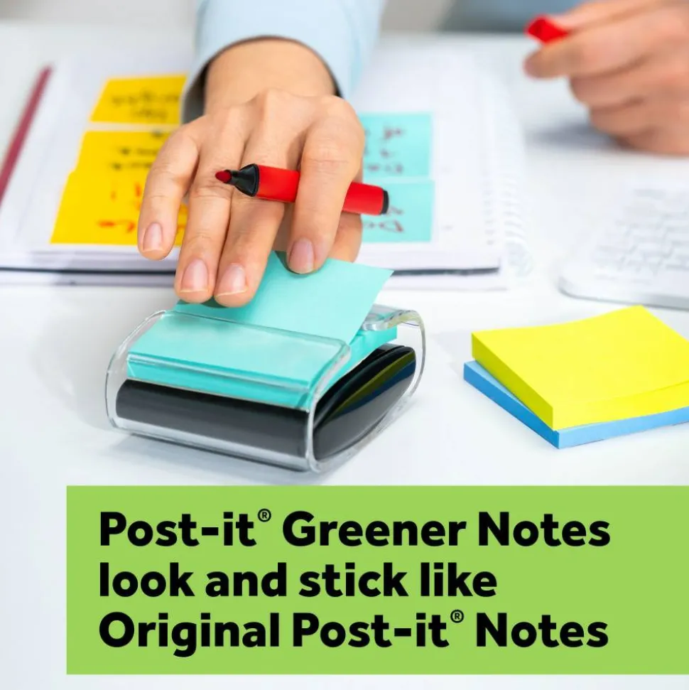Post-it Greener Pop Up Notes, 12 Pads, 100 Sheets, 3 in x 3 in, 100% Recycled, Clean Removal, School Supplies & Office Products - R330RP12AP
