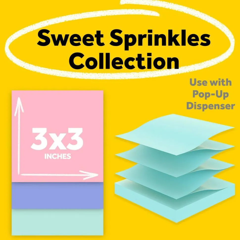 Post-it Greener Pop Up Notes, 12 Pads, 100 Sheets, 3 in x 3 in, 100% Recycled, Clean Removal, School Supplies & Office Products - R330RP12AP