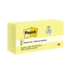 Post-it Greener Pop Up Notes, 12 Pads, 100 Sheets, 3 in x 3 in, 100% Recycled, Clean Removal, School Supplies & Office Products - R330RP12YW