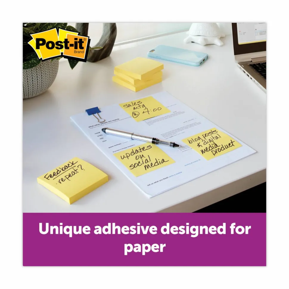 Post-it Greener Pop Up Notes, 12 Pads, 100 Sheets, 3 in x 3 in, 100% Recycled, Clean Removal, School Supplies & Office Products - R330RP12YW
