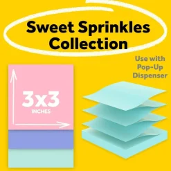Post-it Greener Pop Up Notes, 3 in x 3 in, 18 Pads, 100 Sheets/Pad, Clean Removal, School and Office Supplies, Sticky Notes for Vertical Surfaces