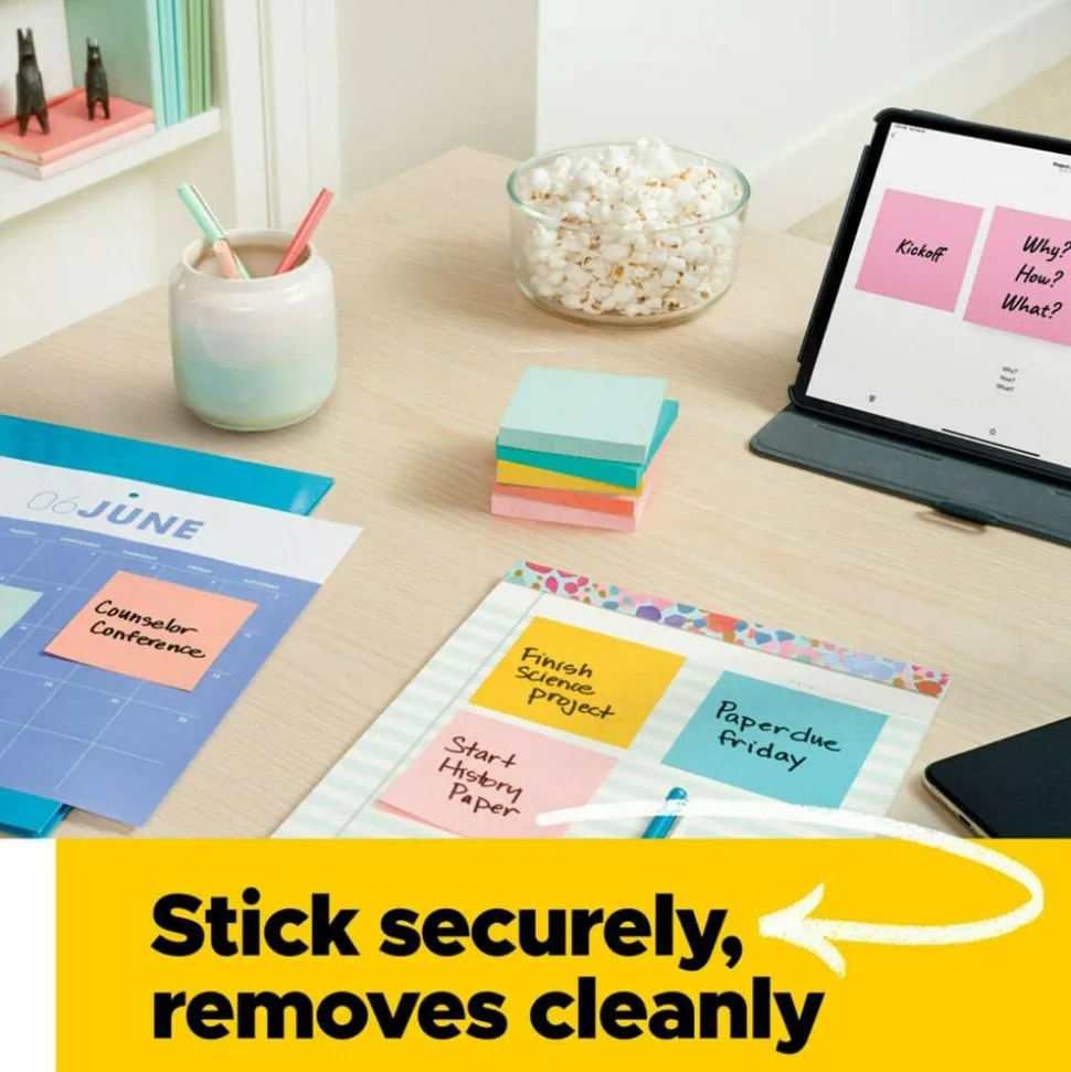 Post-it Notes, 1 3/8 in x 1 7/8 in, 24 Pads, 100 Sheets/Pad, Clean Removal, Back to School Supplies for Students, Canary Yellow