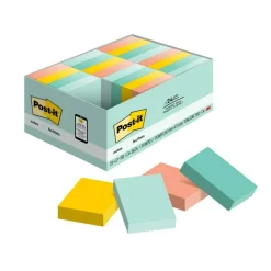 Post-it Notes, 1.38 x 1.88 in, 24 Bulk Mini Sticky Note Pads, 100 Sheets/Pad, School Supplies and Office Products, Beachside Café