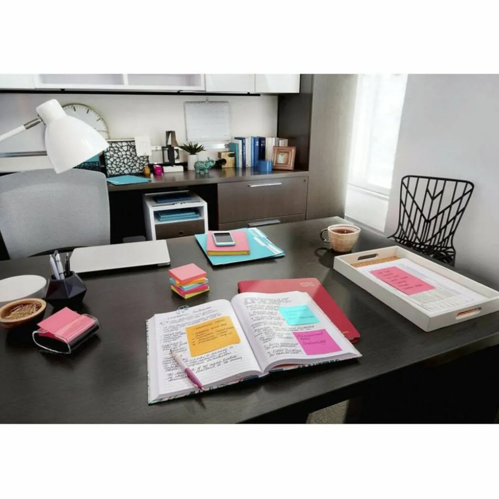 Post-it Notes, 3 x 3 in, 6 Lined Sticky Note Pads, 100 Sheets/Pad, Office Products, Notes for Vertical Surfaces and Monitors, Poptimistic