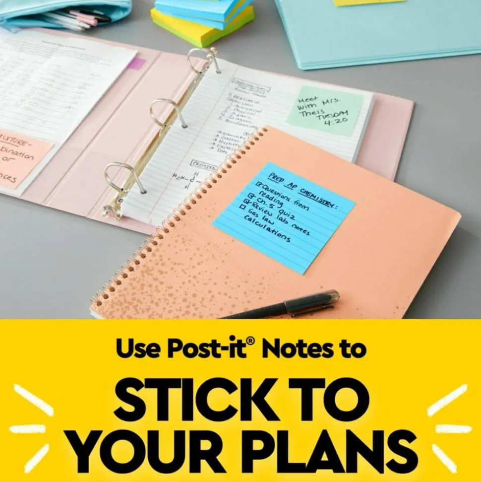 Post-it Notes, 3 x 5 in, 5 Lined Sticky Note Pads, 100 Sheets/Pad, School Supplies and Office Products, Floral Fantasy