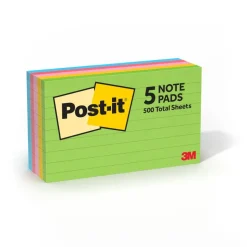 Post-it Notes, 3 x 5 in, 5 Lined Sticky Note Pads, 100 Sheets/Pad, School Supplies and Office Products, Floral Fantasy