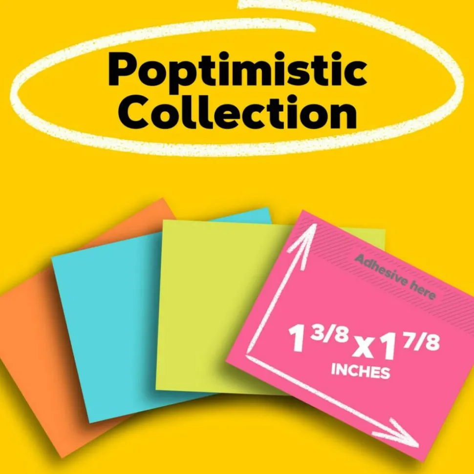 Post-it Notes, 1.38 x 1.88 in, 12 Mini Sticky Note Pads, 100 Sheets/Pad, School Supplies and Office Products, Poptimistic