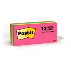 Post-it Notes, 1.38 x 1.88 in, 12 Mini Sticky Note Pads, 100 Sheets/Pad, School Supplies and Office Products, Poptimistic