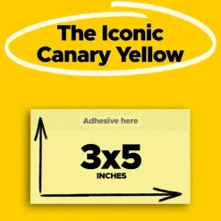 Post-it Notes, 3 x 5 in, 12 Sticky Note Pads, 100 Sheets/Pad, School Supplies and Office Products, The Iconic Canary Yellow