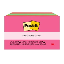 Post-it Notes, 3 x 5 in, 5 Sticky Note Pads, 100 Sheets/Pad, School Supplies and Office Products, Poptimistic