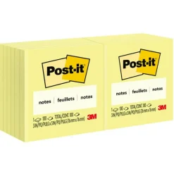 Post-it Notes, 3 x 3 in, 12 Sticky Note Pads, 100 Sheets/Pad, School Supplies and Office Products, The Iconic Canary Yellow Note