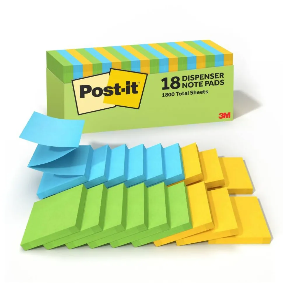 Post-it Pop Up Notes, 3 in x 3 in, 18 Pads, 100 Sheets/Pad, Clean Removal, School Supplies and Office Products, Floral Fantasy Collection