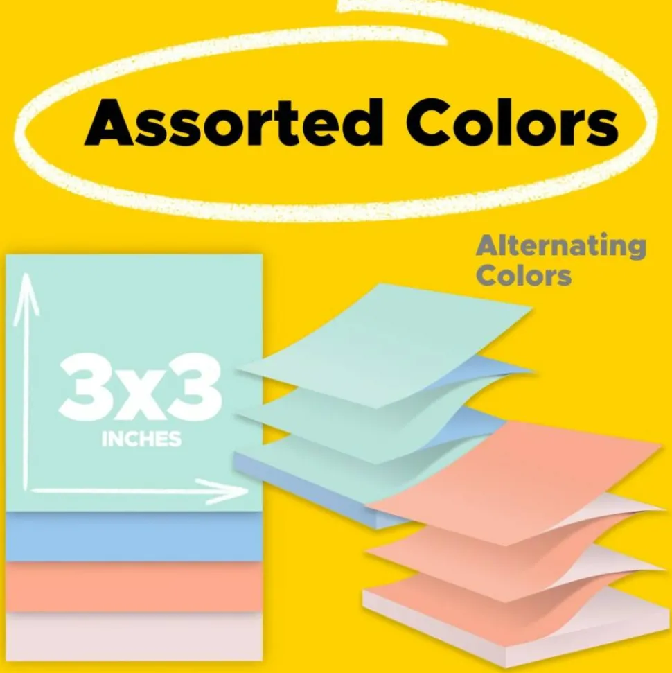 Post-it Pop Up Notes, 3 x 3 in, 12 Sticky Note Pads, 100 Sheets/Pad, Accordion Sticky Notes Works with Pop Up Dispenser, Beachside Café